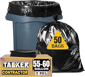 71IPgUrop4L.__AC_SX300_SY300_QL70_FMwebp_ Tasker 55 Gallon Contractor Garbage Bags Review Heavy Duty Durable Trash Liners Comparison