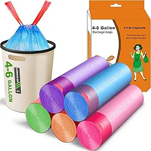 TYBONDER Small Trash Bags 4-6 Gallon Review Thick Durable Drawstring Liners